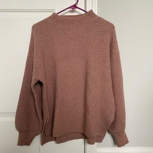 Gap Beige Nude Pink Mock Neck Balloon Sleeve Oversized Knit Sweater M